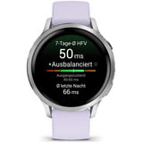 Garmin Venu 4 - 41 mm, Smartwatch silber/grau, Silikon-Armband in lavendelblau