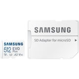 SAMSUNG EVO Plus 512 GB microSDXC (2021), Speicherkarte weiß, UHS-I U3, Class 10, V30, A2