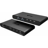 i-tec KVM HDMI Docking Station, Dockingstation schwarz, 2 Ausgangsgeräte, Power Delivery 2x 100W, HDMI