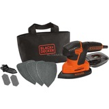 BLACK+DECKER Mouse-Schleifer KA2000, Deltaschleifer orange/schwarz, 120 Watt, mit Tasche u. 6-tlg. Schleifzubehör