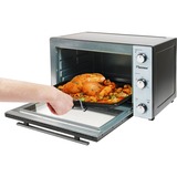 Bestron AOV31 Grill-Backofen, Mini-Backofen schwarz/silber, Mit Drehspieß und Umluft-Funktion