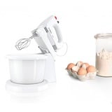 Bosch Home Handmixer CleverMixx MFQ2600W weiß/rot, 375 Watt, mit Schüssel und Geräteständer