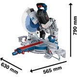 Bosch PRO Akku-Kapp-und Gehrungssäge BITURBO GCM 18V-305 GDC Professional solo, Kapp- und Gehrungssäge blau, Bluetooth Modul, ohne Akku und Ladegerät