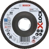 Bosch PRO X571 X-LOCK Fächerschleifscheibe, Ø 125mm, K80 Bohrung 22,23mm, abgewinkelt