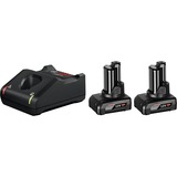 Bosch Starter-Set 2x GBA 12V 6.0Ah + GAL 12V-40 2x 12-Volt-Akku mit 6,0 Ah Kapazität und Schnellladegerät