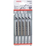 Bosch Stichsägeblatt T 345 XF Progressor for Wood and Metal, 5 Stück schwarz