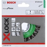 Bosch X-LOCK Scheibenbürste Heavy for Inox, Ø 115mm, gezopft 0,5mm Edelstahldraht, für X-LOCK Winkelschleifer