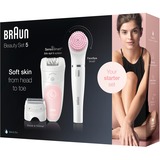 Braun Silk-épil 5-875 SensoSmart Beauty Set 5, Epiliergerät weiß/rosa
