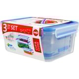 Emsa CLIP & CLOSE Frischhaltedosen-Set transparent/blau, 0,55 Liter, 1,0 Liter, 2,3 Liter