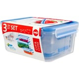 Emsa CLIP & CLOSE Frischhaltedosen-Set transparent/blau, 0,55 Liter, 1,0 Liter, 2,3 Liter