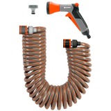 GARDENA Spiralschlauch-Set grau/orange, 10 Meter, mit Brause