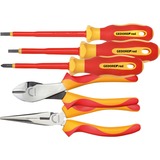 GEDORE Red VDE-Werkzeugsatz, 2x Zange + PH + SL, 5-teilig, Werkzeug-Set rot/gelb