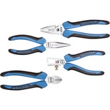GEDORE Zangen-Satz S 8200 JC, 4-teilig, Zangen-Set schwarz/blau, mit Abisolier-Zange