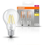 LEDVANCE OSRAM LED BASE FILAMENT CLA 40 4W/827 E27 M2, LED-Lampe Doppelpack, ersetzt 40 Watt, Filament