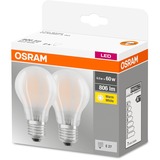 LEDVANCE OSRAM LED Base RETRO CLA 60 7W/827 E27 M2, LED-Lampe Doppelpack, ersetzt 40 Watt, matt