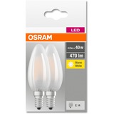LEDVANCE OSRAM LED Base RETRO CLB 40 4W/827 E14 M2, LED-Lampe Doppelpack, ersetzt 40 Watt, matt