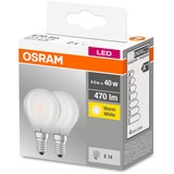 LEDVANCE OSRAM LED Base RETRO CLP 40 4W/827 E14 M2, LED-Lampe Doppelpack, ersetzt 40 Watt, matt