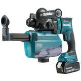 Makita Akku-Kombihammer DHR182RTWJ, 18Volt, Bohrhammer blau/schwarz, 2x Li-Ionen Akku 5,0Ah, mit Staubabsaugung