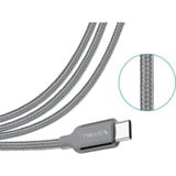 Nevox USB 3.2 Gen 1 Kabel, USB-A Stecker > USB-C Stecker grau, 2 Meter, gesleevt