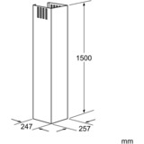 Siemens Kaminverlängerung LZ12350 silber, Teleskopverlängerung 1500 mm für Wandesse