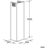 Siemens Kaminverlängerung LZ12365 silber, Teleskopverlängerung 1500 mm für Wandesse