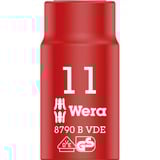 Wera VDE Zyklop-Steckschlüssel-Einsatz, 11mm, 3/8" rot/gelb, isoliert bis 1.000 Volt