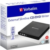 Verbatim External Slimline CD/DVD Writer, externer DVD-Brenner schwarz