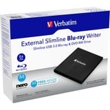 Verbatim External Slimline USB 3.0-Blu-ray-Brenner, externer Blu-ray-Brenner schwarz
