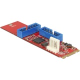 M.2 Key B+M Stecker > 2 x USB 3.0 Pfostenstecker, Konverter
