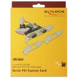 DeLOCK PCI Express Karte > 2 x Seriell RS-232 High Speed 921K, Schnittstellenkarte mit Spannungsversorgung