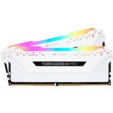 Corsair DIMM 16 GB DDR4-3200 (2x 8 GB) Dual-Kit, Arbeitsspeicher weiß, CMW16GX4M2C3200C16W, Vengeance RGB PRO, INTEL XMP