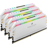 Corsair DIMM 32 GB DDR4-3200 (4x 8 GB) Quad-Kit, für AMD Optimiert , Arbeitsspeicher weiß, CMT32GX4M4Z3200C16W, Dominator Platinum RGB, INTEL XMP