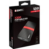Emtec X200 Portable SSD 128 GB, Externe SSD schwarz/rot, USB-C 3.2 Gen 1 (5 Gbit/s)