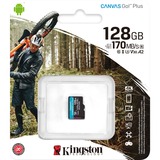 Kingston Canvas Go! Plus 128 GB microSDXC, Speicherkarte schwarz, UHS-I U3, Class 10, V30, A2