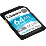 Kingston Canvas Go! Plus 64 GB SDXC, Speicherkarte schwarz, UHS-I U3, Class 10, V30