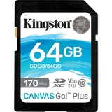 Kingston Canvas Go! Plus 64 GB SDXC, Speicherkarte schwarz, UHS-I U3, Class 10, V30