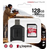 Kingston Canvas React Plus 128 GB SDXC, Speicherkarte schwarz, UHS-II U3, Class 10, V90