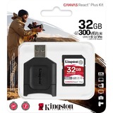 Kingston Canvas React Plus 32 GB SDHC, Speicherkarte schwarz, UHS-II U3, Class 10, V90