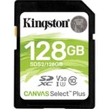 Kingston Canvas Select Plus 128 GB SDXC, Speicherkarte schwarz, UHS-I U3, Class 10, V30