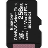 Kingston Canvas Select Plus 256 GB microSDXC, Speicherkarte schwarz, UHS-I U3, Class 10, V30, A1