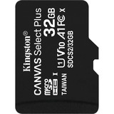 Kingston Canvas Select Plus 32 GB microSDHC, Speicherkarte schwarz, UHS-I U1, Class 10, V10, A1
