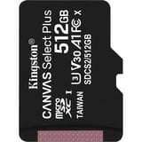 Kingston Canvas Select Plus 512 GB microSDHC, Speicherkarte schwarz, UHS-I U3, Class 10, V30, A1