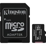 Kingston Canvas Select Plus 64 GB microSDXC, Speicherkarte schwarz, UHS-I U1, Class 10, V10, A1