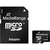 MediaRange 64 GB microSDXC, Speicherkarte schwarz, Class 10