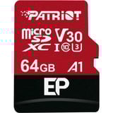 Patriot EP 64 GB microSDXC, Speicherkarte schwarz/rot, UHS-I U3, Class 10, V30, A1