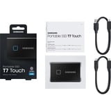 SAMSUNG Portable SSD T7 Touch 2TB, Externe SSD schwarz, USB-C 3.2 Gen 2 (10 Gbit/s), extern