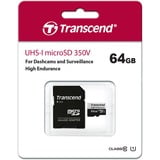 Transcend 350V 64 GB microSDXC, Speicherkarte UHS-I U1, Class 10