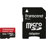 Transcend microSDXC Card 64 GB Premium, Speicherkarte schwarz, USH-I U1, Class 10