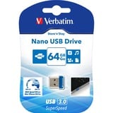 Verbatim Store 'n' Stay Nano 64 GB, USB-Stick blau, USB-A 3.2 Gen 1