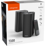 Creative T100, PC-Lautsprecher schwarz, Bluetooth, Optisch, Klinke, USB